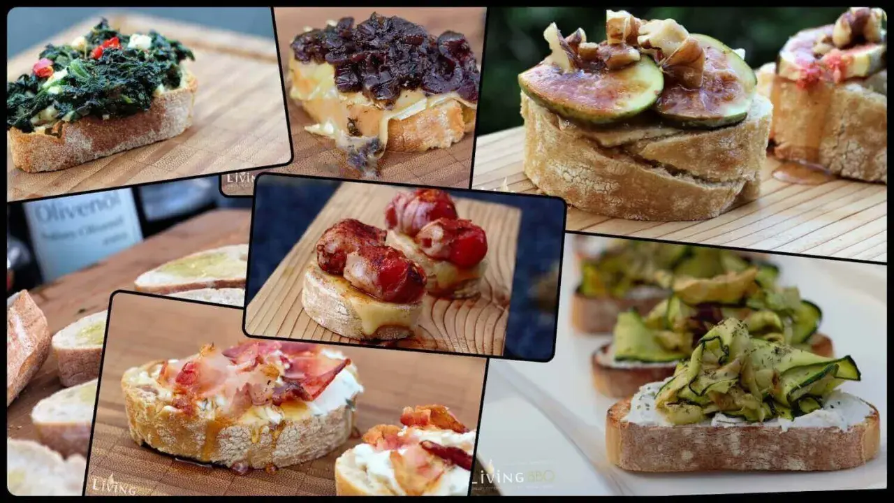 Köstliche Bruschetta-Alternativen: Mit Spinat, Feigen, Speck und Zucchini belegt. Vielfalt für jeden Geschmack.