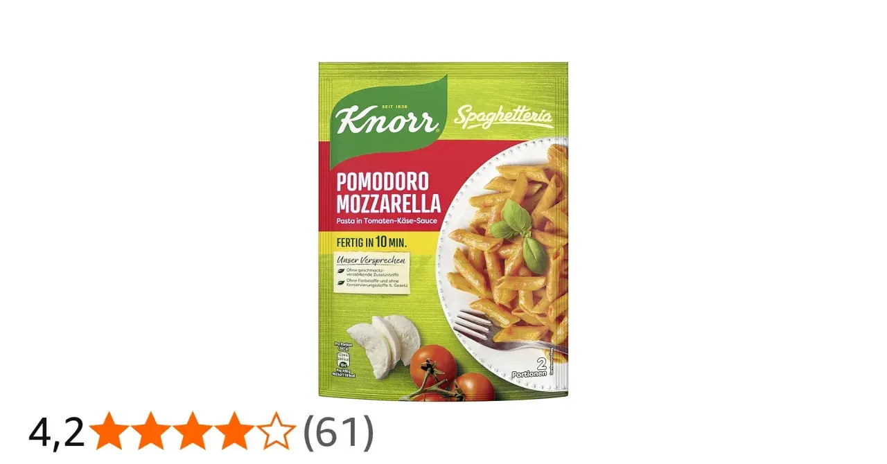 Knorr Spaghetteria Pomodoro Mozzarella: Penne in cremiger Tomaten-Mozzarella-Sauce, fertig in 10 Minuten.