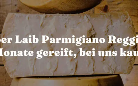 Halber Laib Parmigiano Reggiano, 24 Monate gereift. Was ist Parmesan? Ein Stück italienischer Genuss!