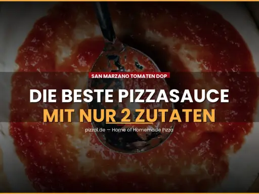 San Marzano Tomaten DOP: Die beste Pizzasauce mit nur 2 Zutaten wird auf einem Pizzaboden verteilt.