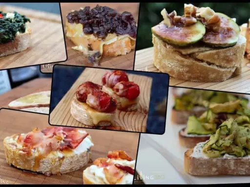 Köstliche Bruschetta-Alternativen: Mit Spinat, Feigen, Speck und Zucchini belegt. Vielfalt für jeden Geschmack.